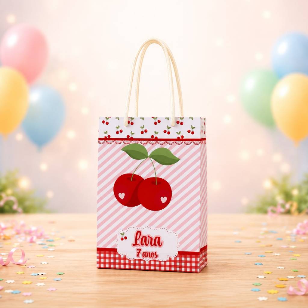 Sacolinha Cereja Cerejinha Personalizados /Lembrancinha de Festa /Aniversário