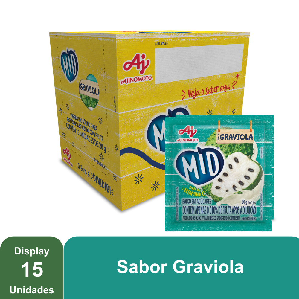 Imagem Kit Refresco em Pó MID® Sabor Graviola Com 15 Unidades de 20g
