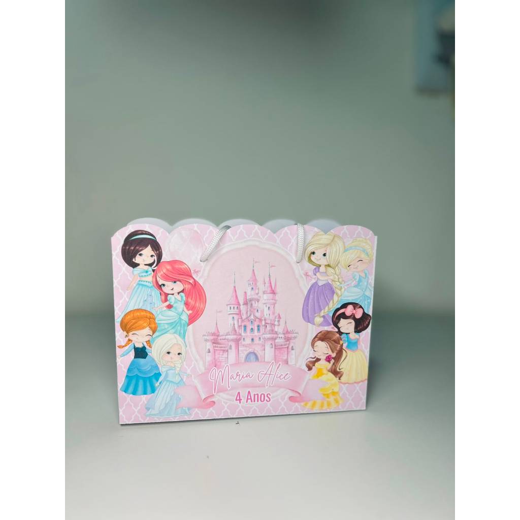 Kit Sacolinhas Personalizada | Princesas Disney | Nome e Idade | 10, 20, 30 ou 40 Unidades - Pegue e Monte
