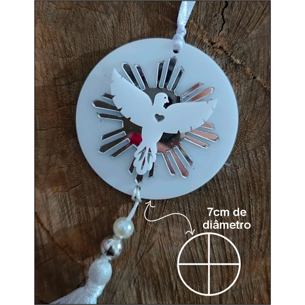 Lembrancinha Divino Espírito Santo Acrílico Pingente Decorativo Batizado Batismo Crisma Primeira Comunhão Eucaristia