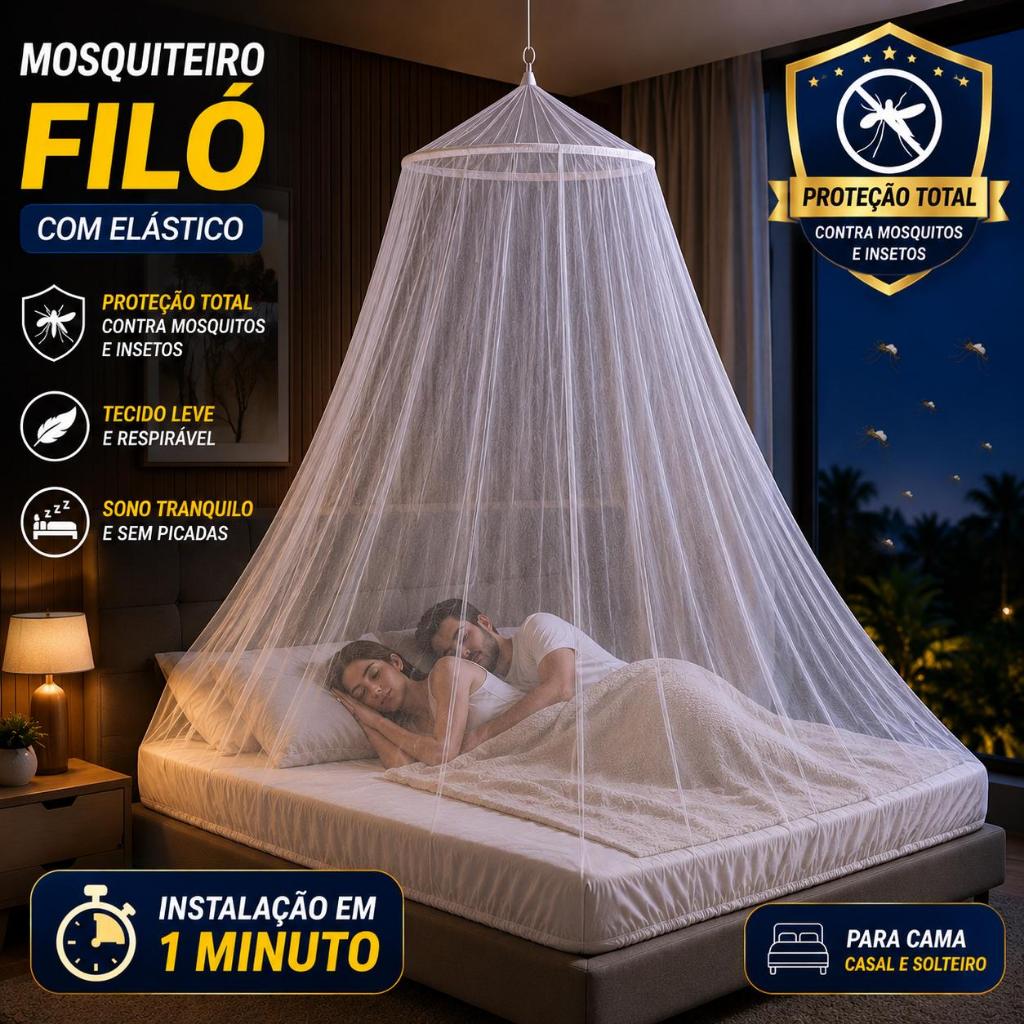 Mosquiteiro Casal e Solteiro Filó C/ Elástico - promoção