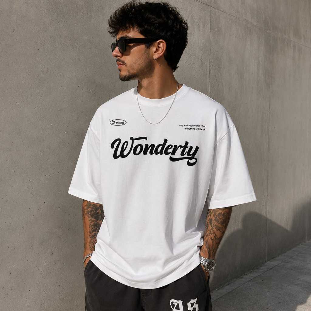 Camiseta Masculina Oversized Estampada Estilo Streetwear Worderty Linha Premium 100% Algodão Confortável Academia