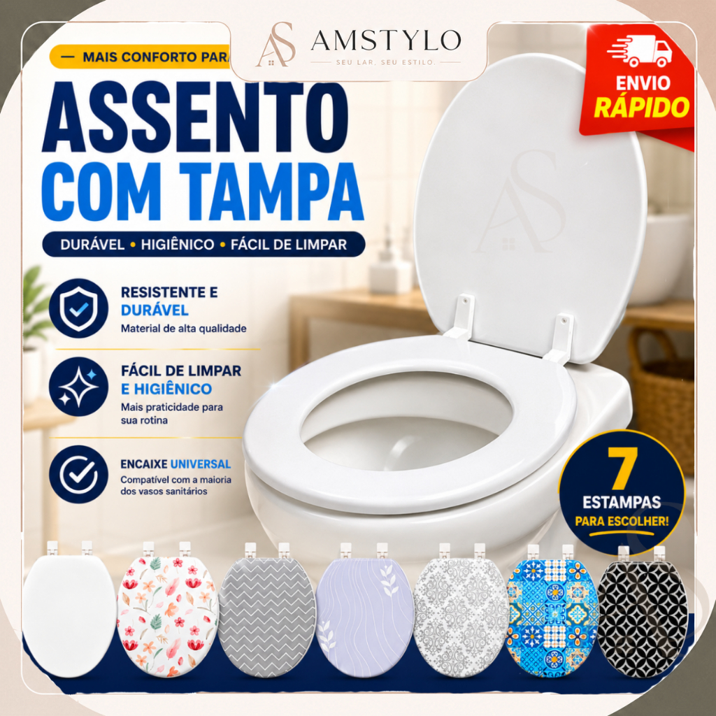 Assento Sanitário Almofadado Branco Com Tampa De Vaso Universal