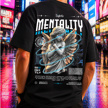 Camiseta Streetwear Casual Estilo Rua Mentality Estampada Feminina Masculina Algodão Frente Costas Unissex Oversized