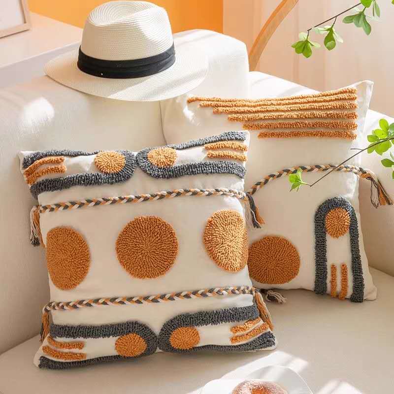 Almofada de Tufagem Étnica - Laranja Vibrante | OFERTA LIMITADA!