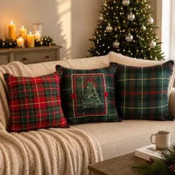 Almofada de Natal Quadriculada - 50x50cm - 1 unidade - Rizzo
