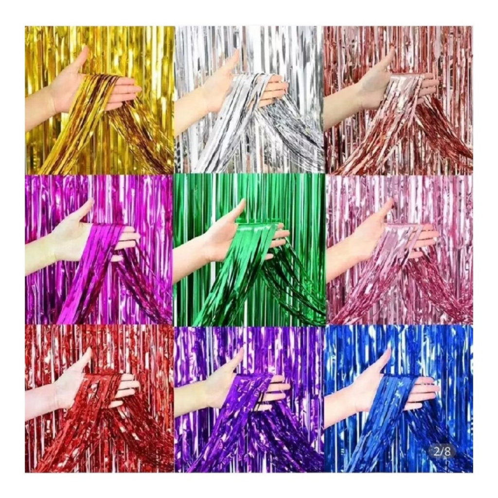 Cortina Metalizada para Festa 2x1m Painel Decorativo Fundo Fotográfico Aniversário Chá de Bebê