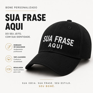 Boné Bordado Personalizado com Frase ou Palavras CONSULTAR CORES DISPONIVEIS