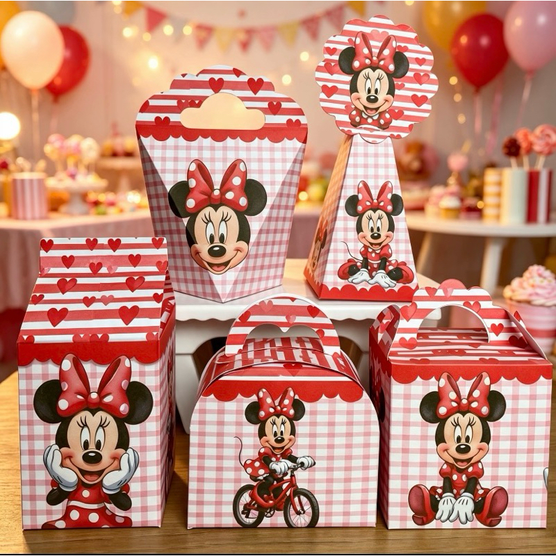 Caixinhas MINNIE VERMELHA - PRONTA ENTREGA kit festa lembrancinhas aniversario decoração personalizados