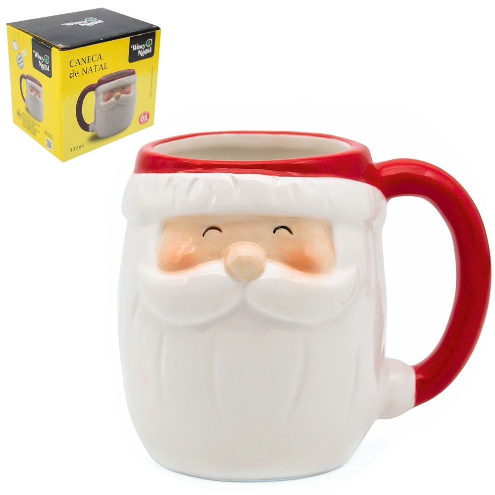 CANECA DE PORCELANA PAPAI NOEL 3D BEARD 330ML