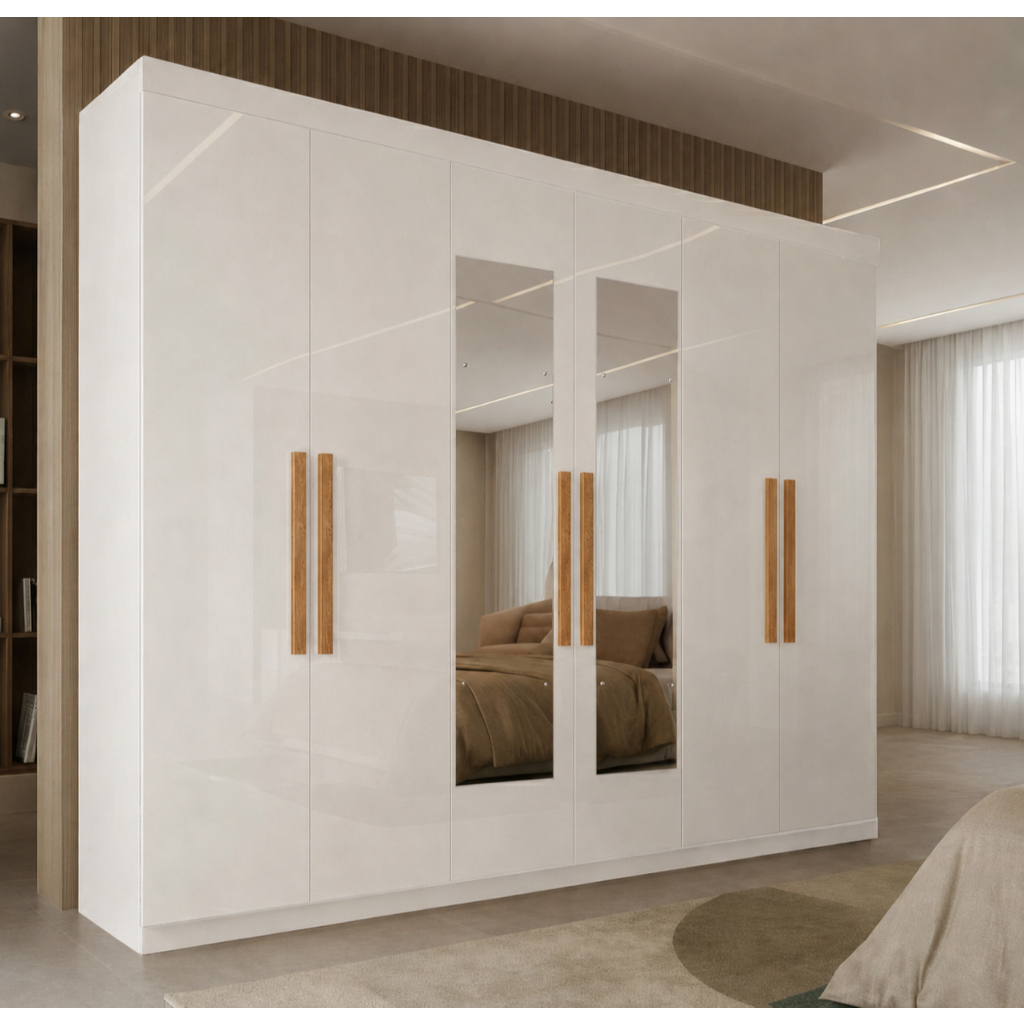 Guarda Roupa Casal com Espelho 6 Portas em MDF Genebra Maxel