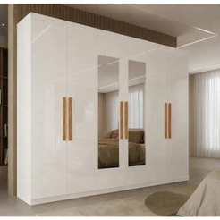 Guarda Roupa Casal com Espelho 6 Portas em MDF Genebra Maxel