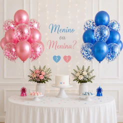 Kit Buquê de Balão Bexiga Metalizado com Confete Decoração Festa Aniversário Casamento Chá Revelação