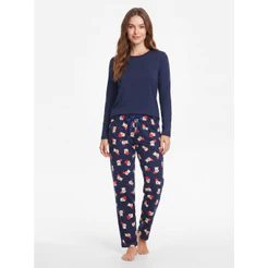 Pijama Manga Longa Feminino Calça Estampada Outono Inverno