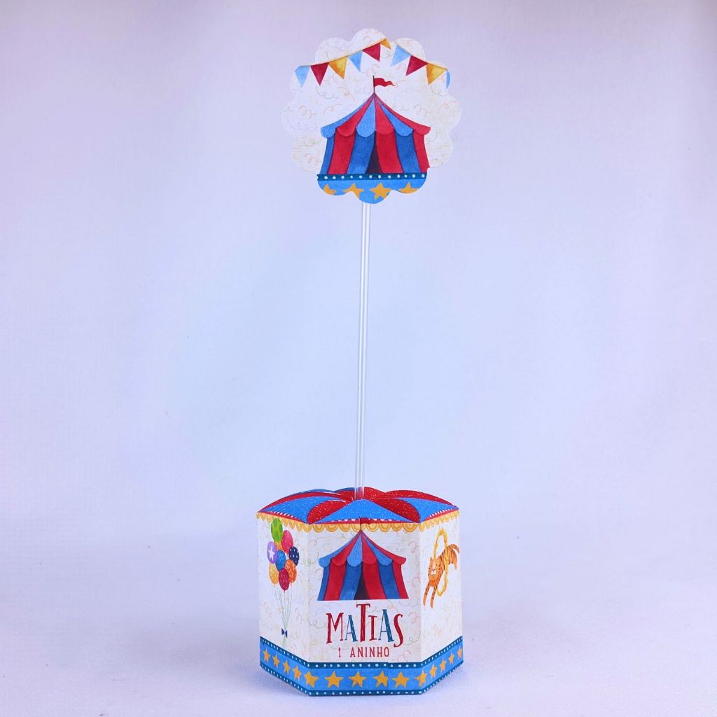 Kit 5 a 25 Centro de Mesa Circo Encantado Personalizado Lembrancinha Festa Aniversário Enfeite Caixinha