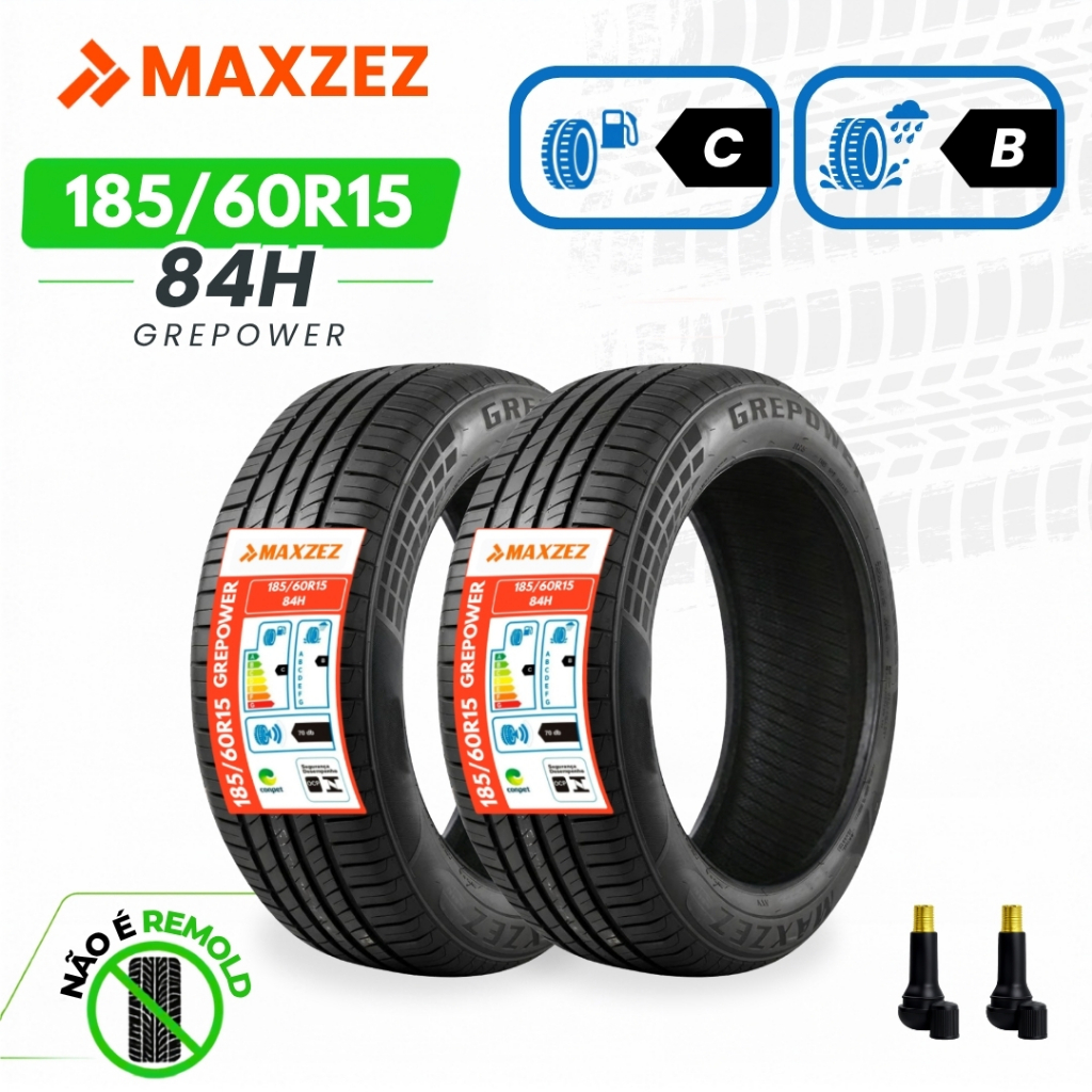Kit 2 Pneus Maxzez 185/60 R15 Totalmente Novos Polo, Virtus, Up, Voyage, Gol, Onix, Prisma, Novo Onix, Onix Plus
