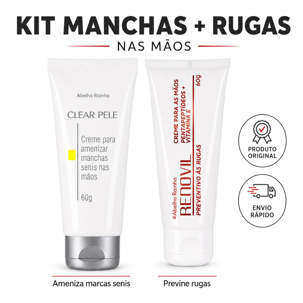 Creme para Mãos Clarear Manchas Senis ou Preventivo a Rugas 60g ou Kit