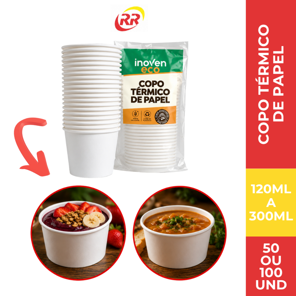 Copo de Papel Branco 50 ou 100und Inoven Para Café Chá Caldos Delivery Diversas Quantidades