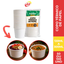 Copo de Papel Branco 50 ou 100und Inoven Para Café Chá Caldos Delivery Diversas Quantidades