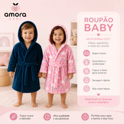 Roupão Infantil Baby Com Capuz Microfibra Soft Macio Quentinho Unissex