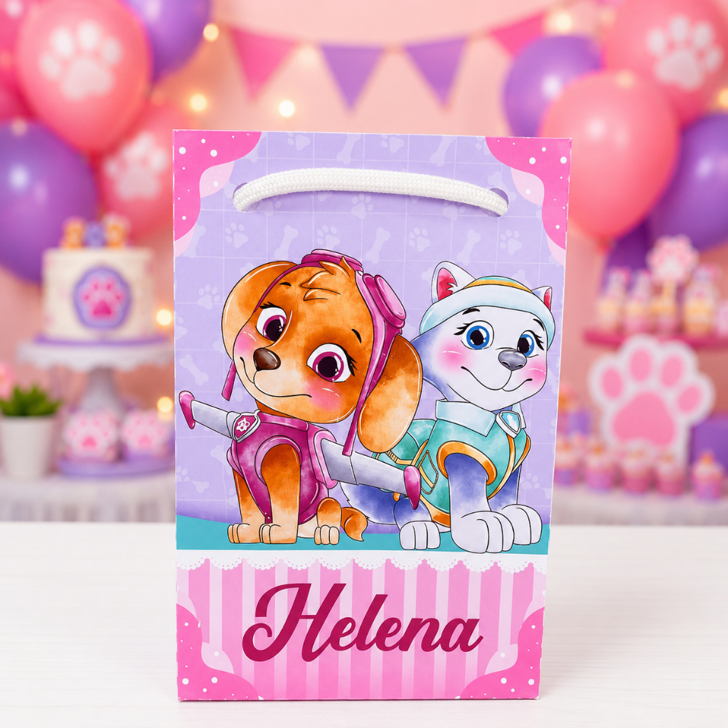 Sacolinha P - Patrulha Canina Menina Personalizada | Lembrancinha de Festa  | Aniversário Infantil | Sacolinha Surpresa