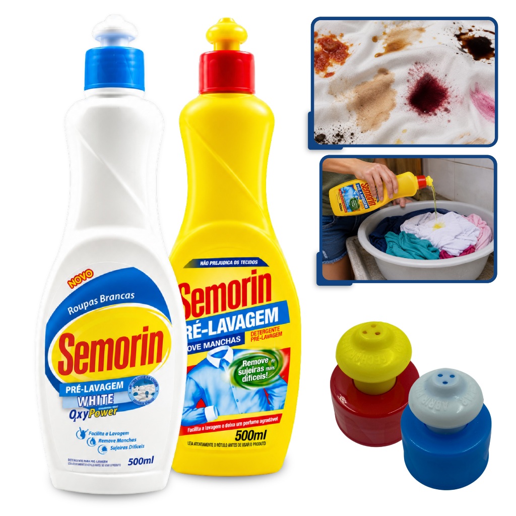 500ml Tira Manchas Detergente Pré-Lavagem Removedor de Manchas Gordura Roupas Brancas Tecido Semorin