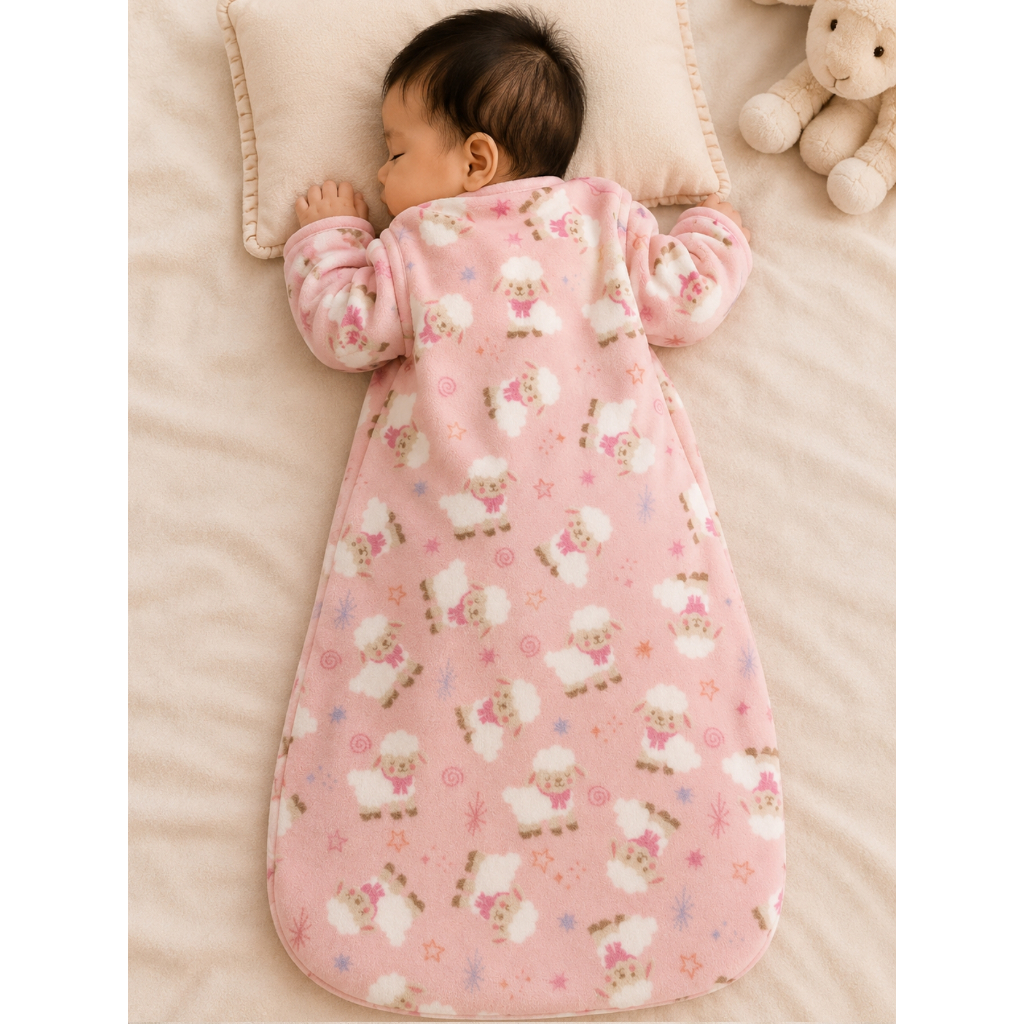 Saco de Dormir Cobertor com Mangas para Bebê Plush Quentinho