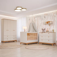 Quarto Bebê Completo Berço Americano Cômoda Guarda Roupa Retrô