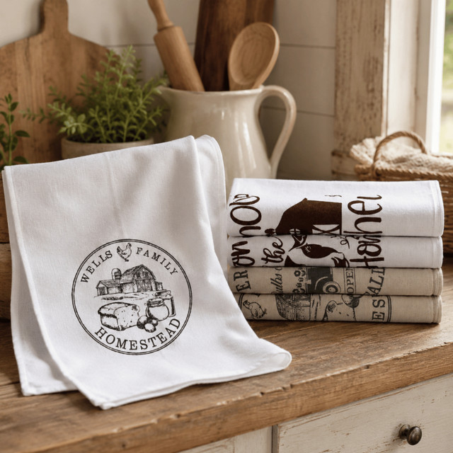 Kit Pano de Prato Estampa Farmhouse Fazenda Alta Absorção 100% Algodão