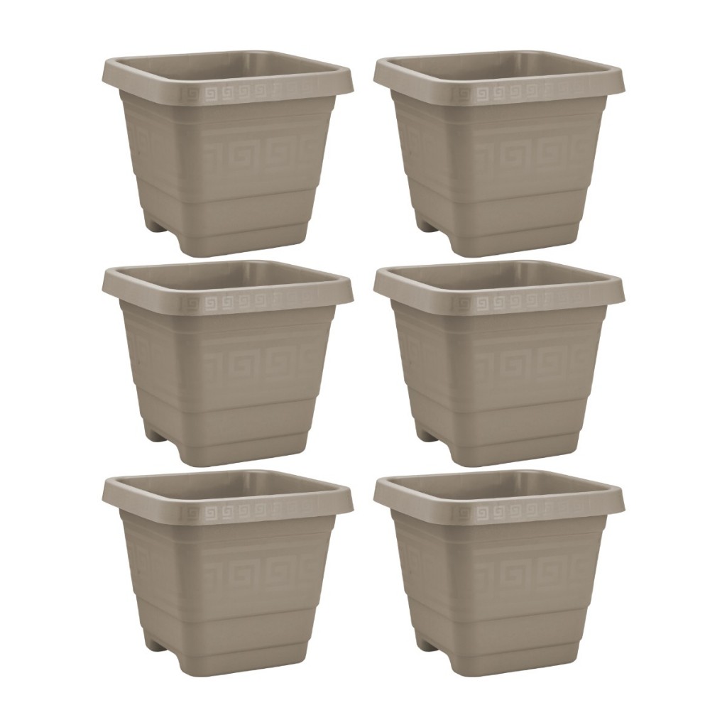 Kit 6 Vaso XG Quadrado 59 L em Plástico para Planta Grande Jardim Quintal Varanda e Decoração Externa