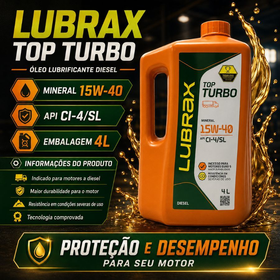 Óleo Motor Diesel 15w40 Lubrax Top Turbo Galão 4 Litros
