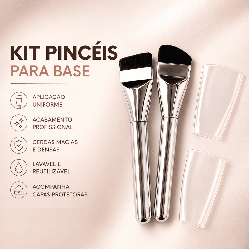 Kit com 2 Pinceis De Base Ultra-Fino, Pincéis De Contorno Facial Alargados Ferramenta De Maquiagem Profissional