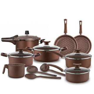 Conjunto de Panelas 11 Peças Alumínio Antiaderente Teflon Panelas, Frigideiras, Caçarolas, Caneca e Panela de Pressão