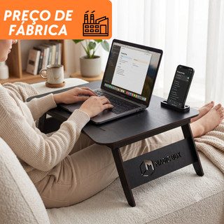 Suporte de Notebook Mesa Dobrável Bandeja Colo Apoio Sofá Cama MDF Preta