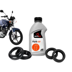 Retentor Bengala + Guarda Pó + Óleo Bengala Fork Oil 10w 500ml Ybr125 2000 Até 2008