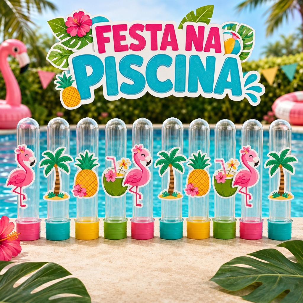 Tubetes Pool Party Flamingo Festa na Piscina