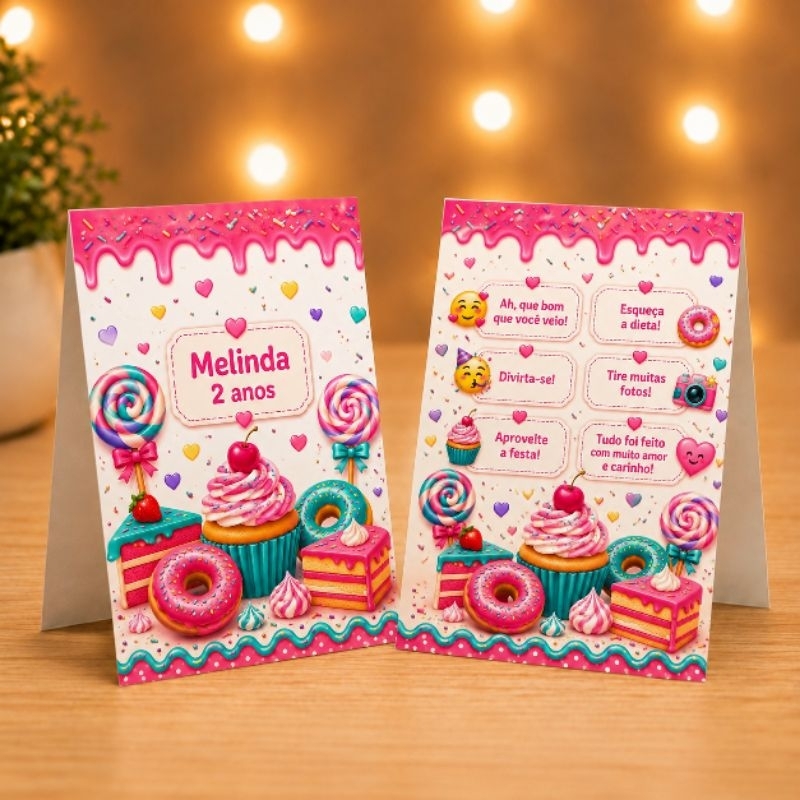 Kit Plaquinha de Agradecimento Confeitaria - Centro de Mesa - Personalizado - Lembrancinha - Aniversário - Decoração