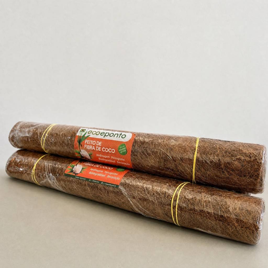 Manta Fofa Fibra de Coco 2Mx0,50cm Substrato Natural Jardim Vertical Forro Vasos Plantas