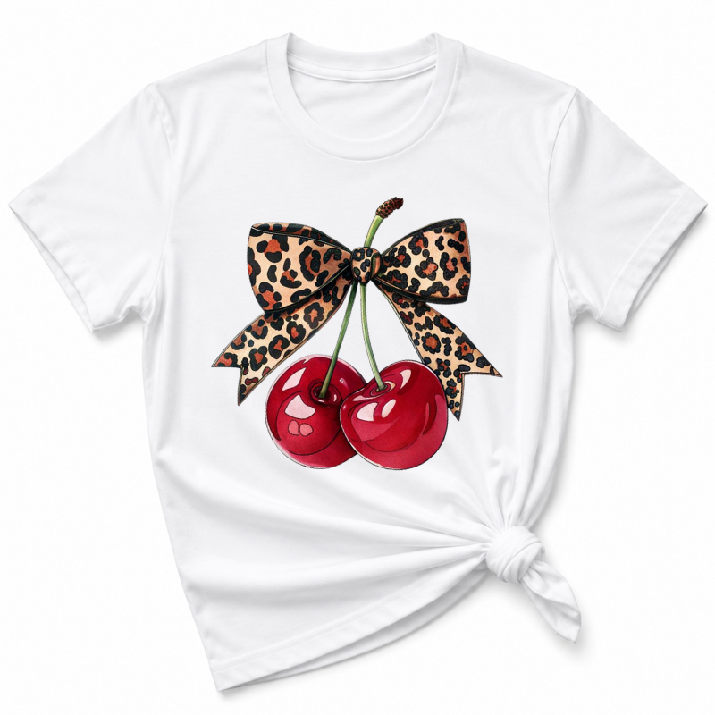 CAMISETA FEMININA CEREJA ONÇA CHIC MODERNA DELICADA ESTILOSA ADULTA CONFORTAVEL BLUSA ANIMAL PRINT VERSATIL LANÇAMENTO