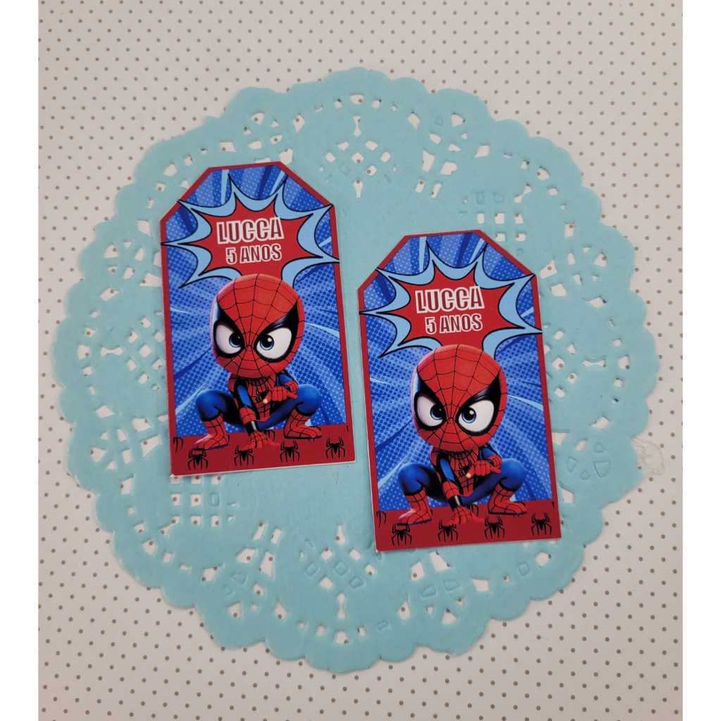 kit Tags Personalizadas tema Homem Aranha Cute. Ideal para lembrancinhas de festas.