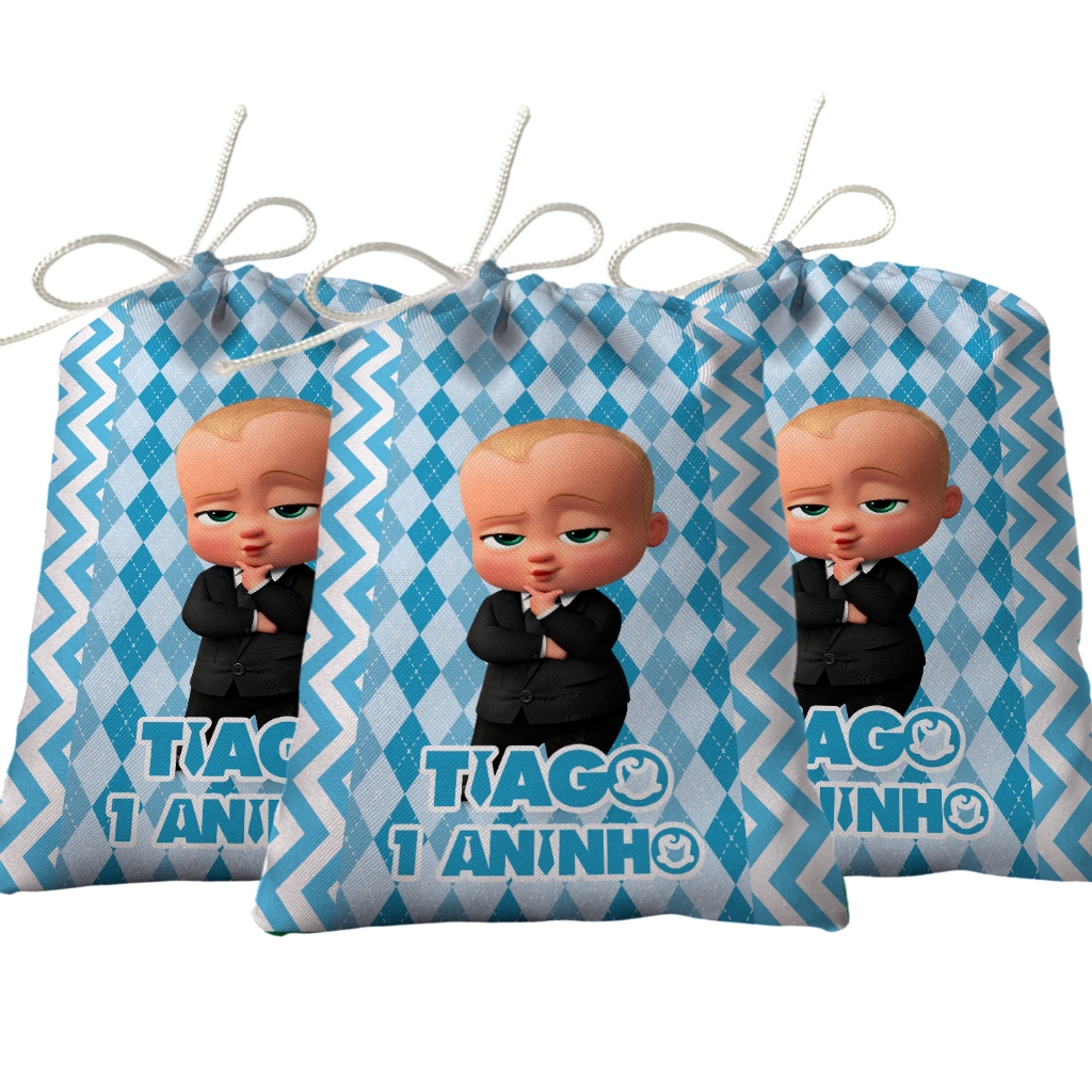 Sacolinha Lembrancinha Festa Aniversário Surpresa Tecido Personalizado Poderoso Chefinho