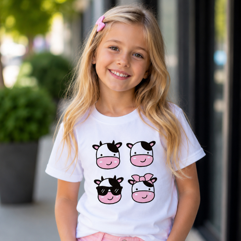 Camiseta Infantil Vaca Vaquinha Animal Safari Zoológico