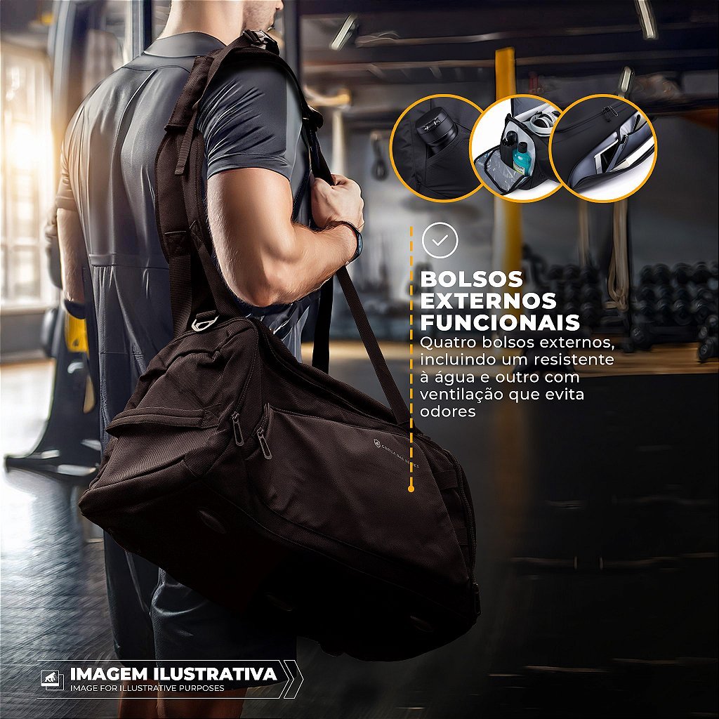 Gshield Mochila Mala de Viagem Running 40 Litros e Bolsa de Academia Fitness Resistente à Água, Preta · foto 2