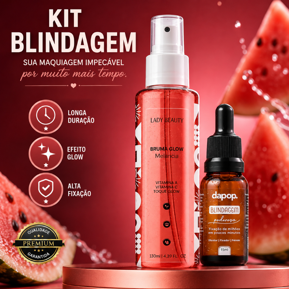 Kit Blindagem Dapop + Bruma Glow Melancia Fixador Maquiagem 2 itens