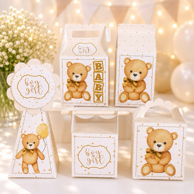 Caixinhas Personalizadas para festa | Chá de bebe | Lembrancinha Ursinho marfim
