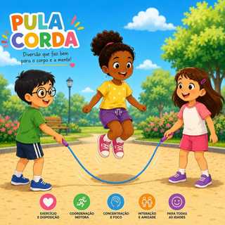 Pula Corda Infantil 1,86m Colorida Brinquedo Coordenação Motora Kit 3, 5 ou 10 Unidades Dia das Crianças pula corda