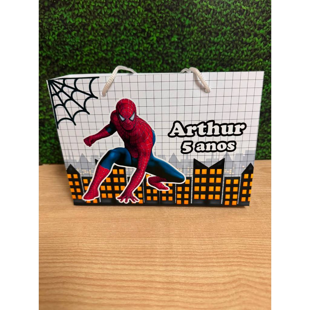 Sacolinha Surpresa G Homem Aranha 2 Spider Man Personalizada com nome Festa Infantil Chá Aniversário Lembrancinhas