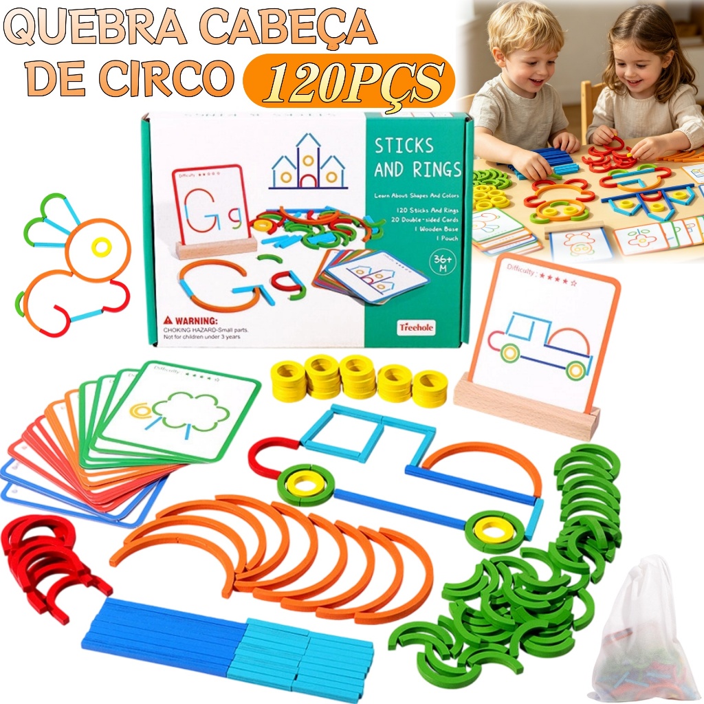 Jogo De Quebra-Cabeça Madeira Educação Montessori Para Crianças De 3 Anos De Idade Pedagógico Para Meninos E Meninas