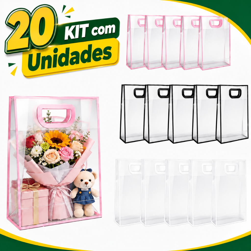 Kit 20 Sacolas de Presente Foscas em PP para Embalagem e Lembrancinhas
