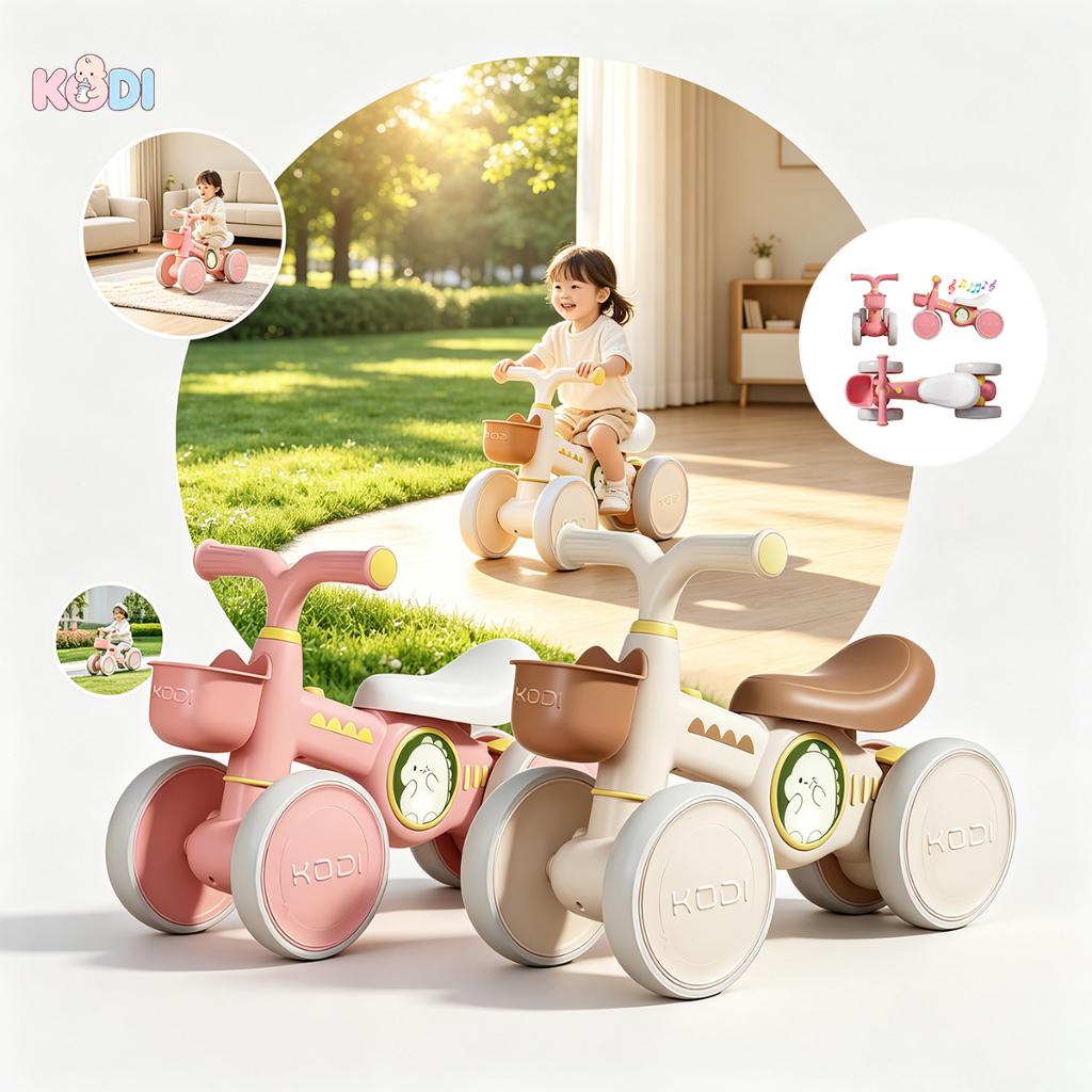 Children's Balance Bike Walker Without Pedal 4 Wheels Baby Kodi Child Até 30Kg -